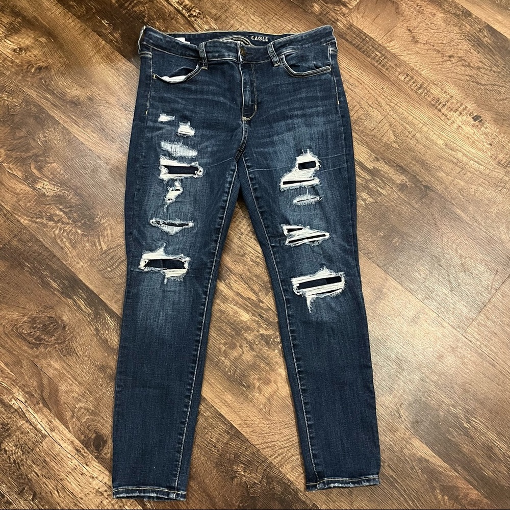American Eagle Next Level Stretch Distressed Jeggings Size 14 Short